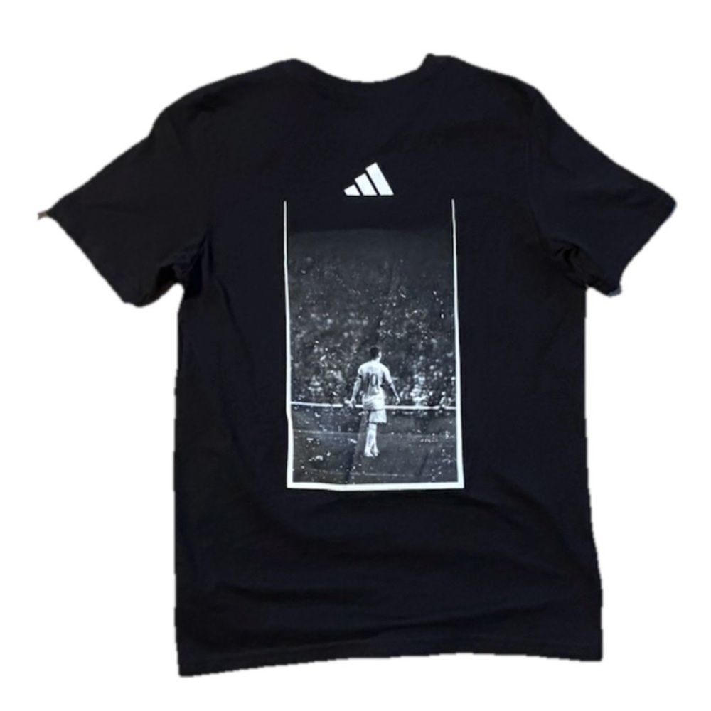 Adidas Black Tee with White Text GOAT